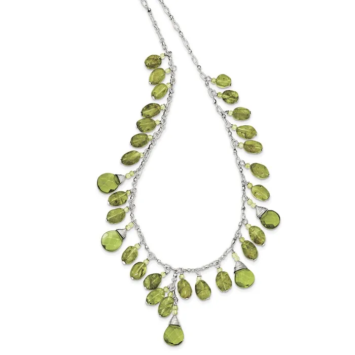 WB Choice Jewelry Necklaces Sterling Silver Green Peridot Crystal Drop NecklaceWBCQH225916 WB Choice Jewelry Necklaces Sterling Silver Green Peridot Crystal Drop NecklaceWBCQH225916