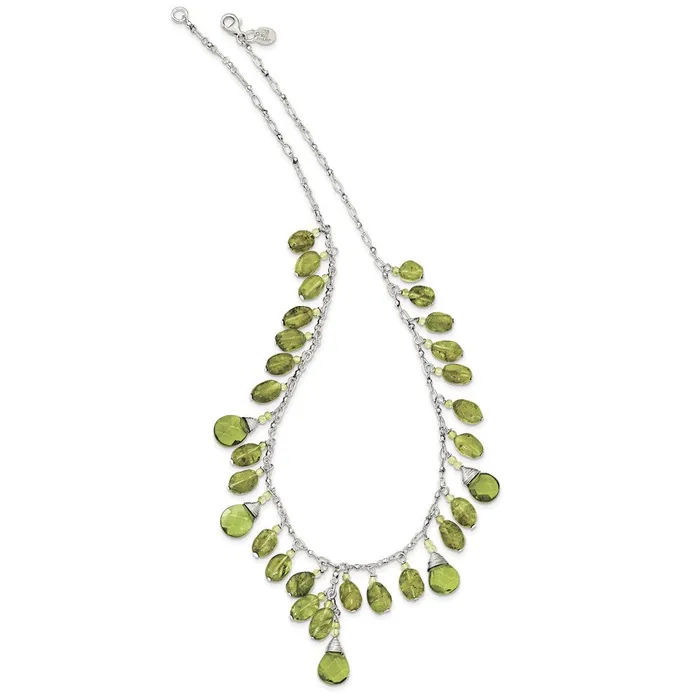 WB Choice Jewelry Necklaces Sterling Silver Green Peridot Crystal Drop NecklaceWBCQH225916 WB Choice Jewelry Necklaces Sterling Silver Green Peridot Crystal Drop NecklaceWBCQH225916