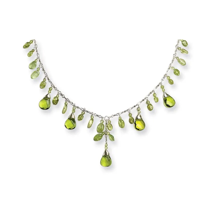 WB Choice Jewelry Necklaces Sterling Silver Green Peridot Crystal Drop NecklaceWBCQH225916 WB Choice Jewelry Necklaces Sterling Silver Green Peridot Crystal Drop NecklaceWBCQH225916