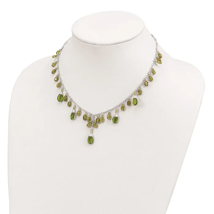 WB Choice Jewelry Necklaces Sterling Silver Green Peridot Crystal Drop NecklaceWBCQH225916 WB Choice Jewelry Necklaces Sterling Silver Green Peridot Crystal Drop NecklaceWBCQH225916