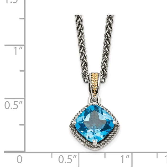 WB Choice Jewelry Necklaces Sterling Silver w14k Antiqued Blue Topaz NecklaceWBCQTC1044 WB Choice Jewelry Necklaces Sterling Silver w14k Antiqued Blue Topaz NecklaceWBCQTC1044
