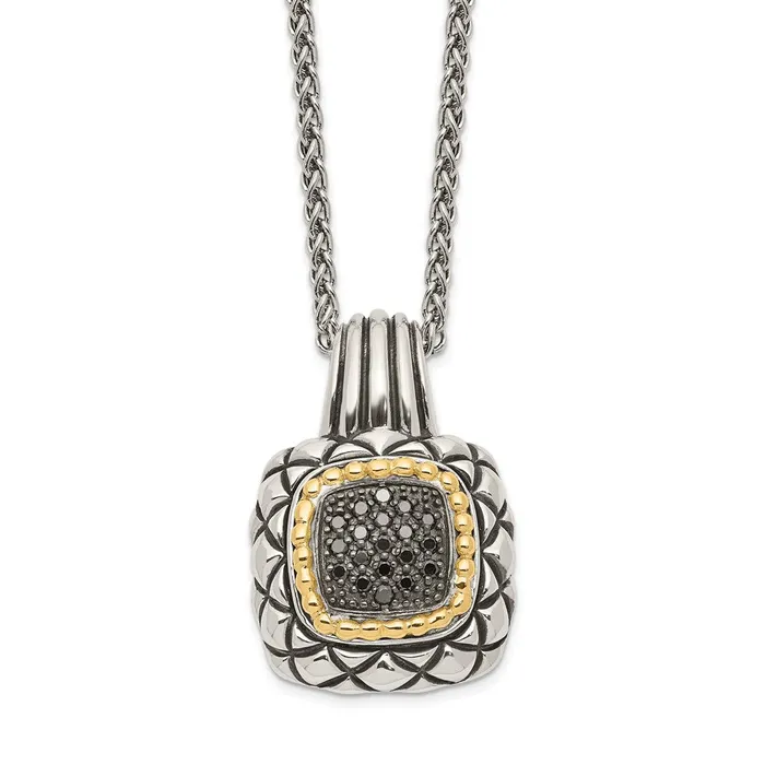 WB Choice Jewelry Necklaces Sterling Silver w14k Black Diamond NecklaceWBCQTC1097