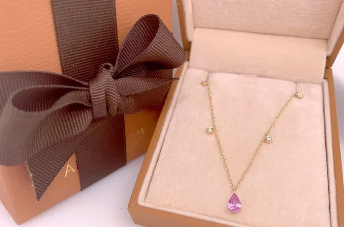 Albert Hern Necklaces Necklace 14kt Gold Pear Shape Gemstones Diamonds Albert Hern Necklaces Necklace 14kt Gold Pear Shape Gemstones Diamonds