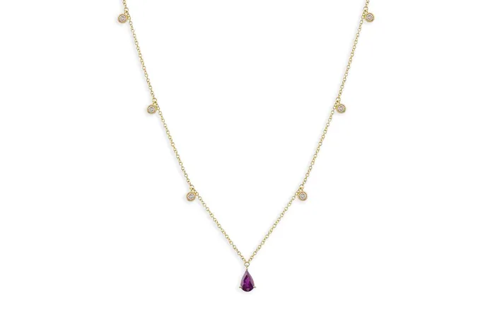 Albert Hern Necklaces Necklace 14kt Gold Pear Shape Gemstones Diamonds Albert Hern Necklaces Necklace 14kt Gold Pear Shape Gemstones Diamonds