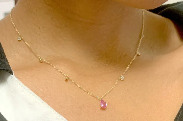Albert Hern Necklaces Necklace 14kt Gold Pear Shape Gemstones Diamonds Albert Hern Necklaces Necklace 14kt Gold Pear Shape Gemstones Diamonds