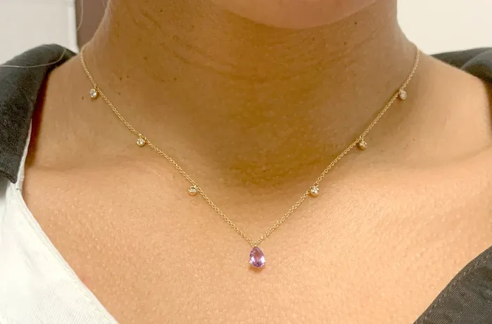 Albert Hern Necklaces Necklace 14kt Gold Pear Shape Gemstones Diamonds Albert Hern Necklaces Necklace 14kt Gold Pear Shape Gemstones Diamonds
