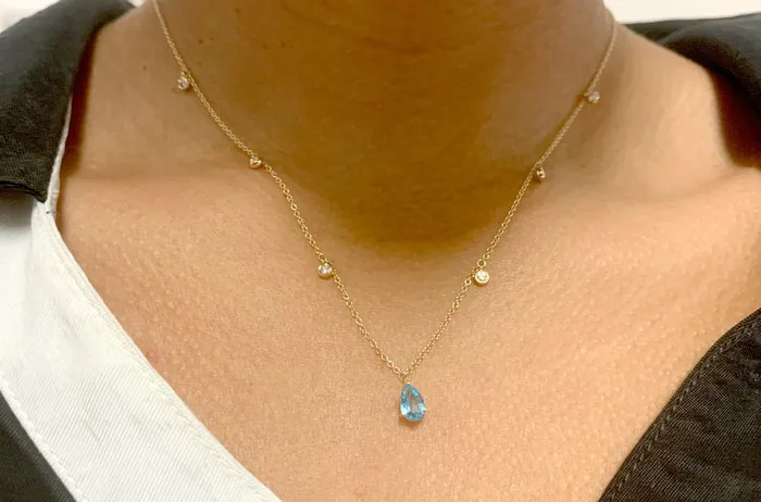 Albert Hern Necklaces Necklace 14kt Gold Pear Shape Gemstones Diamonds Albert Hern Necklaces Necklace 14kt Gold Pear Shape Gemstones Diamonds