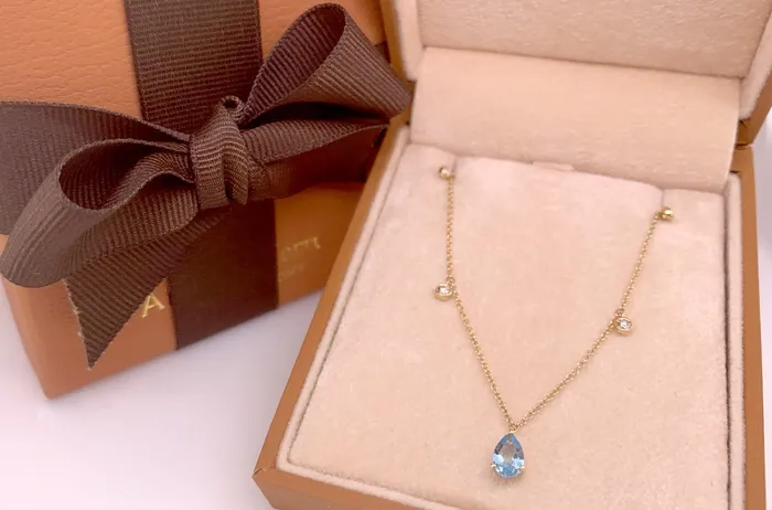 Albert Hern Necklaces Necklace 14kt Gold Pear Shape Gemstones Diamonds Albert Hern Necklaces Necklace 14kt Gold Pear Shape Gemstones Diamonds