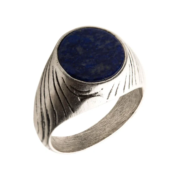 Antiqued Silver Tone Stainless Steel Matte Finish Lapis Lazuli Ring INOX JEWELRY Rings Antiqued Silver Tone Stainless Steel Matte Finish Lapis Lazuli Ring INOX JEWELRY Rings