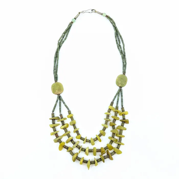 Bliss Crystals Green Jade 23 Triple Strand Necklace LV6838 Necklaces