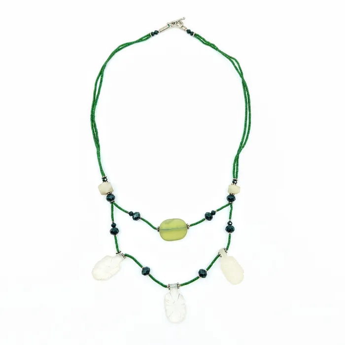 Bliss Crystals Necklaces Jade and Glass 26 Double Strand Necklace LV6839