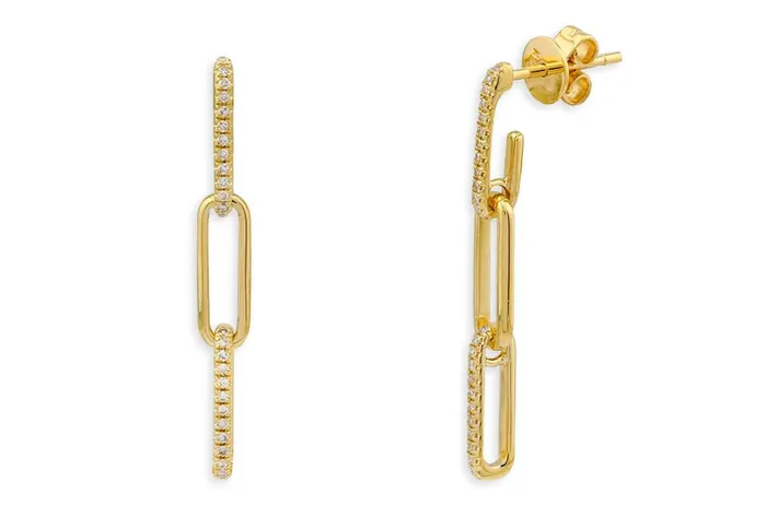 Earrings Albert Hern Earrings 14kt Yellow Gold Dangling Links Diamonds