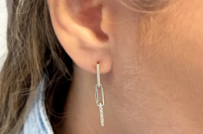 Earrings Albert Hern Earrings 14kt Yellow Gold Dangling Links Diamonds Earrings Albert Hern Earrings 14kt Yellow Gold Dangling Links Diamonds