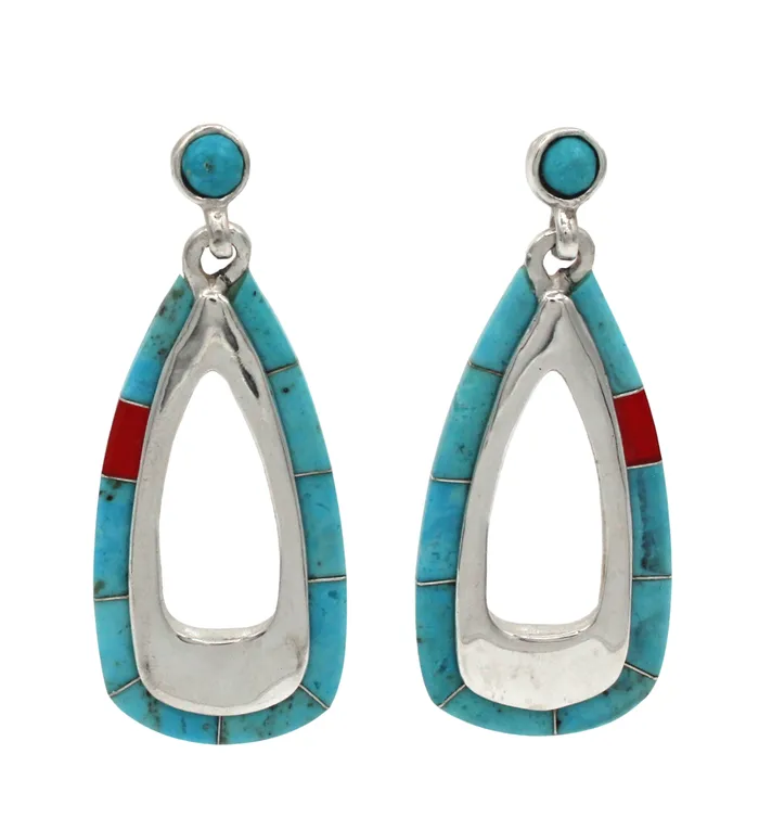 Earrings Ben Nighthorse Long Stirrup Edge Inlay Earrings
