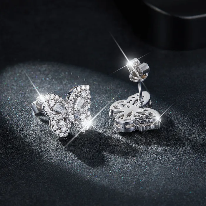 Earrings icezeusshop S925 Moissanite Butterfly Stud Earring