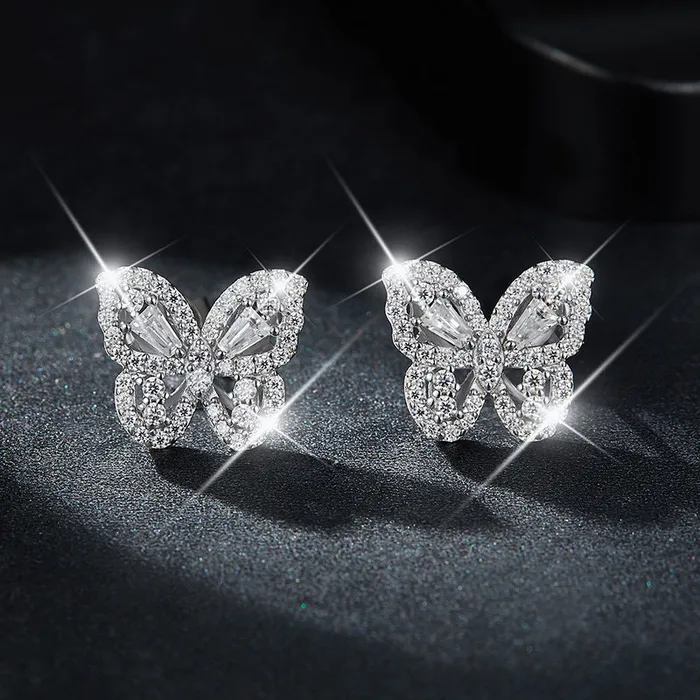 Earrings icezeusshop S925 Moissanite Butterfly Stud Earring