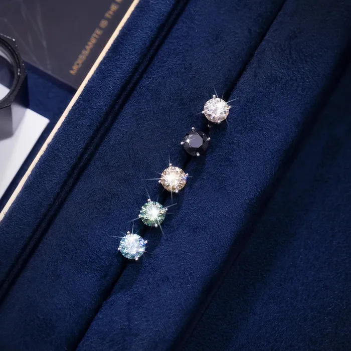 icezeusshop Earrings S925 Silver Rare Color Moissanite Stud Earrings