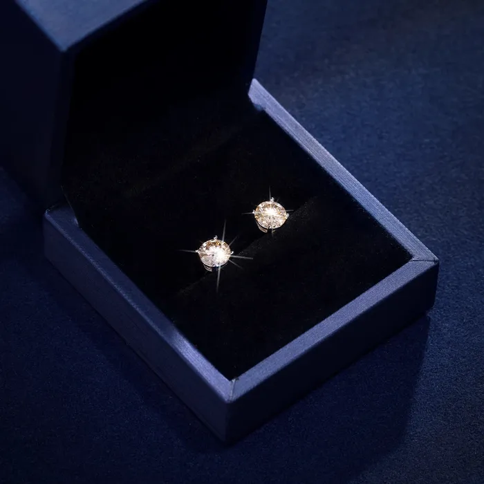 icezeusshop Earrings S925 Silver Rare Color Moissanite Stud Earrings