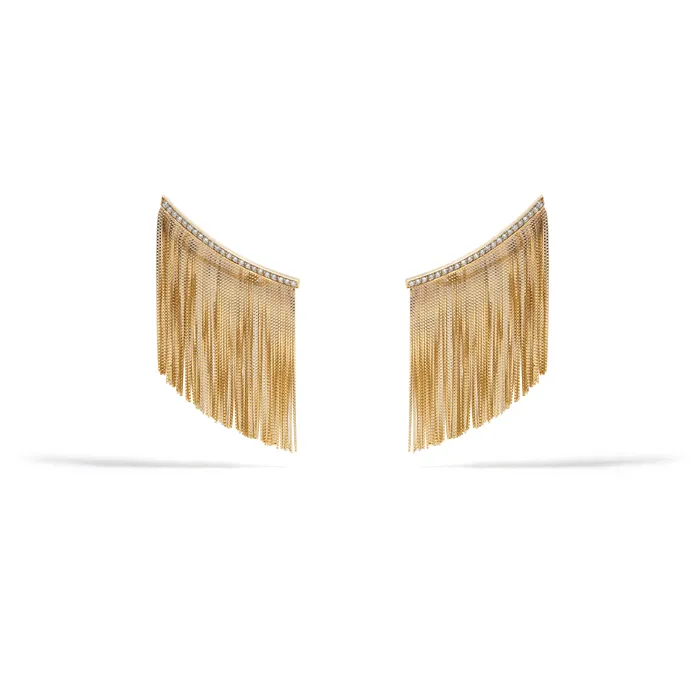 Jack Vartanian Earrings NEW VINTAGE POWER FRINGE EARRING IN 18K YELLOW GOLD WITH DIAMOND Jack Vartanian Earrings NEW VINTAGE POWER FRINGE EARRING IN 18K YELLOW GOLD WITH DIAMOND