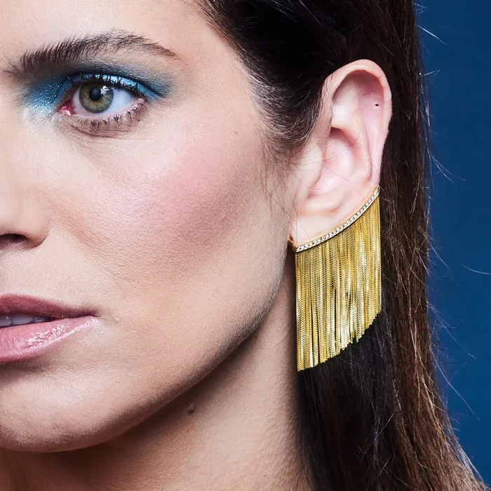 Jack Vartanian Earrings NEW VINTAGE POWER FRINGE EARRING IN 18K YELLOW GOLD WITH DIAMOND Jack Vartanian Earrings NEW VINTAGE POWER FRINGE EARRING IN 18K YELLOW GOLD WITH DIAMOND