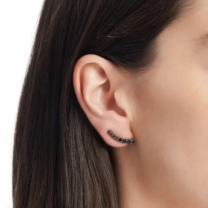 Jack Vartanian Earrings UNIVERSE MINI COMET EARRING IN BLACK RHODIUM PLATED 18K WHITE GOLD WITH BLACK DIAMOND