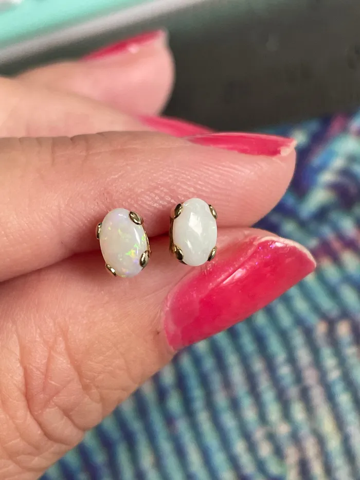 Love Vintage Paris Earrings Opal Earrings 14k Gold Vintage