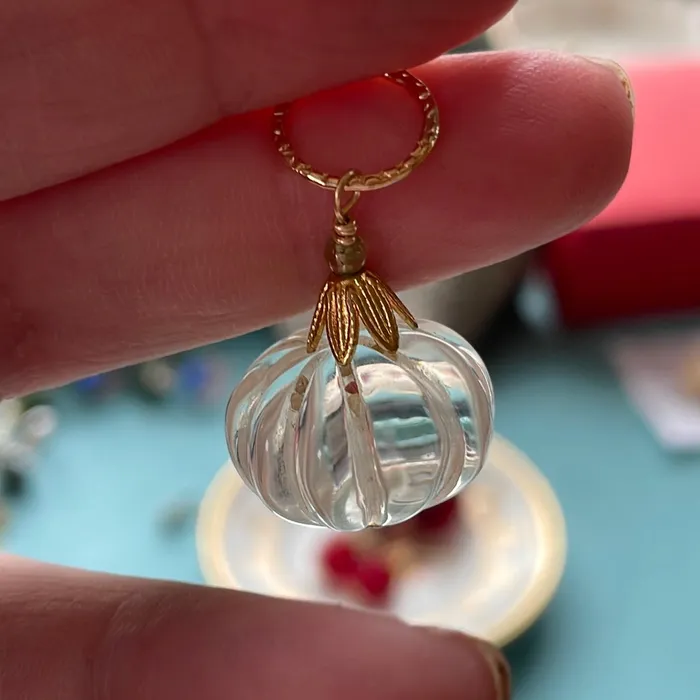 Love Vintage Paris Quartz Pumpkin Pendant Gold Filled Handmade Necklaces