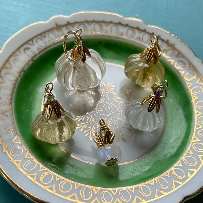 Love Vintage Paris Quartz Pumpkin Pendant Gold Filled Handmade Necklaces