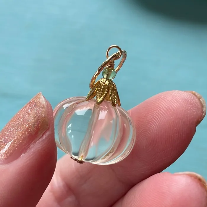 Love Vintage Paris Quartz Pumpkin Pendant Gold Filled Handmade Necklaces
