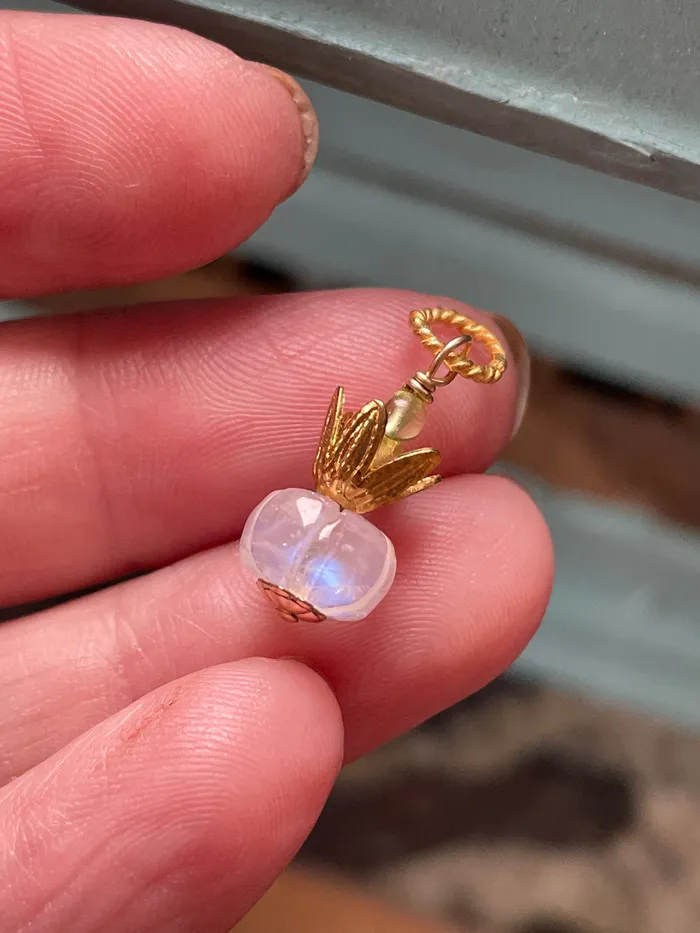 Moonstone Pumpkin Pendant Gold Filled Handmade Love Vintage Paris Necklaces