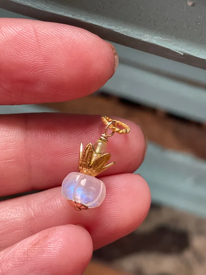 Moonstone Pumpkin Pendant Gold Filled Handmade Love Vintage Paris Necklaces