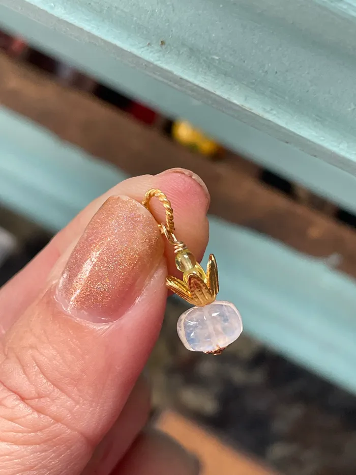 Moonstone Pumpkin Pendant Gold Filled Handmade Love Vintage Paris Necklaces