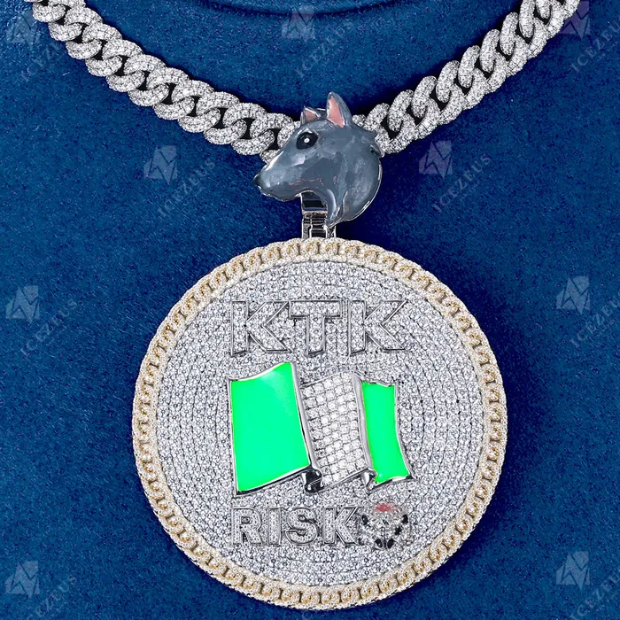 Necklaces IceZeusShop Custom Enamel Animal Bail Iced Out Letter Round Name Pendant Necklaces IceZeusShop Custom Enamel Animal Bail Iced Out Letter Round Name Pendant