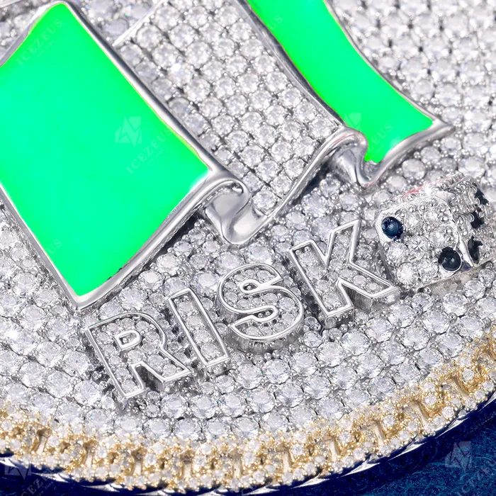 Necklaces IceZeusShop Custom Enamel Animal Bail Iced Out Letter Round Name Pendant