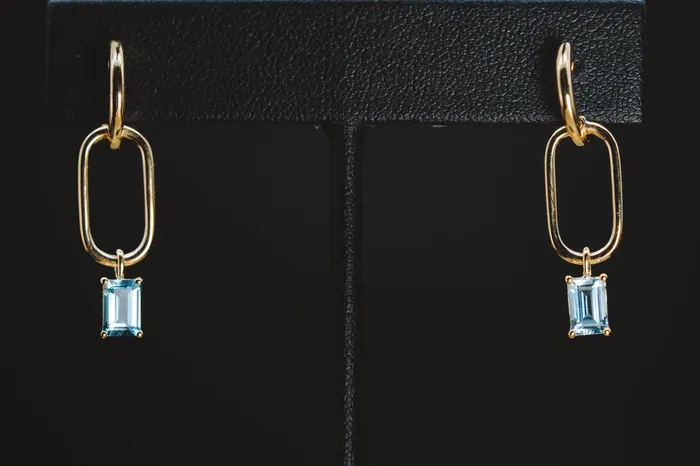 Northwest Distributors Earrings 14k Yellow Gold Aquamarine Drop Earrings