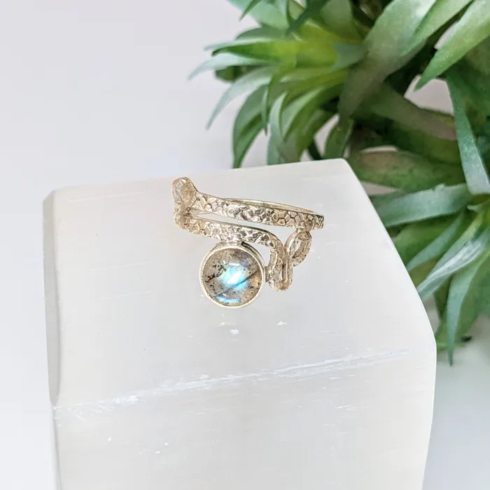 Rings Bliss Crystals Labradorite Snake Silver Ring LV2787