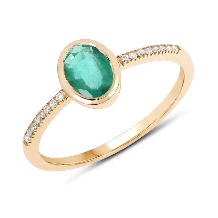 Rings Emerald and Diamond Ring in 14K Yellow Gold Sleek and Modern Quintessence Rings Emerald and Diamond Ring in 14K Yellow Gold Sleek and Modern Quintessence