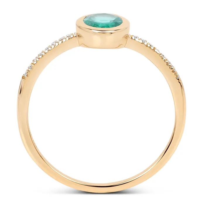 Rings Emerald and Diamond Ring in 14K Yellow Gold Sleek and Modern Quintessence