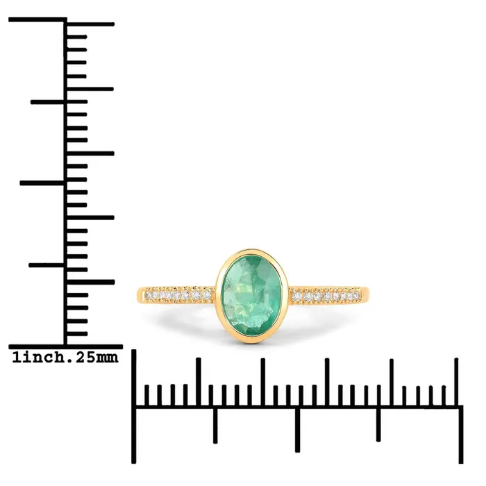 Rings Emerald and Diamond Ring in 14K Yellow Gold Sleek and Modern Quintessence