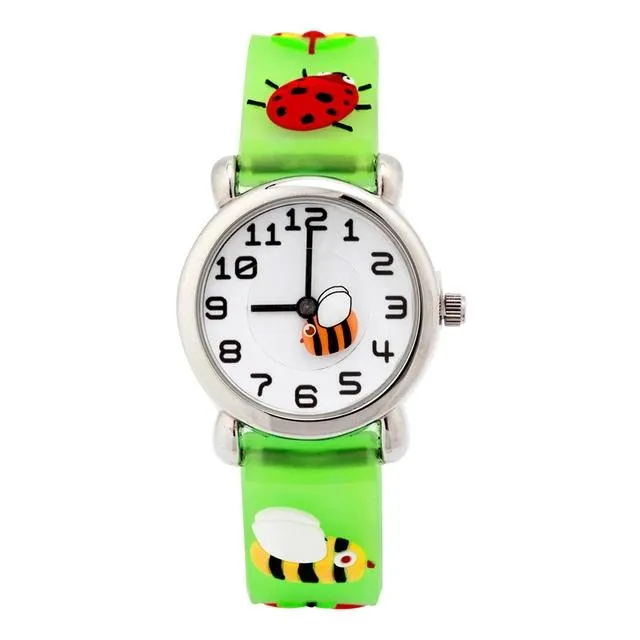 Watches The Pink Pigs Kids 3D Watch with Bees Bugs Cops Animals So Cute Colorful Quartz