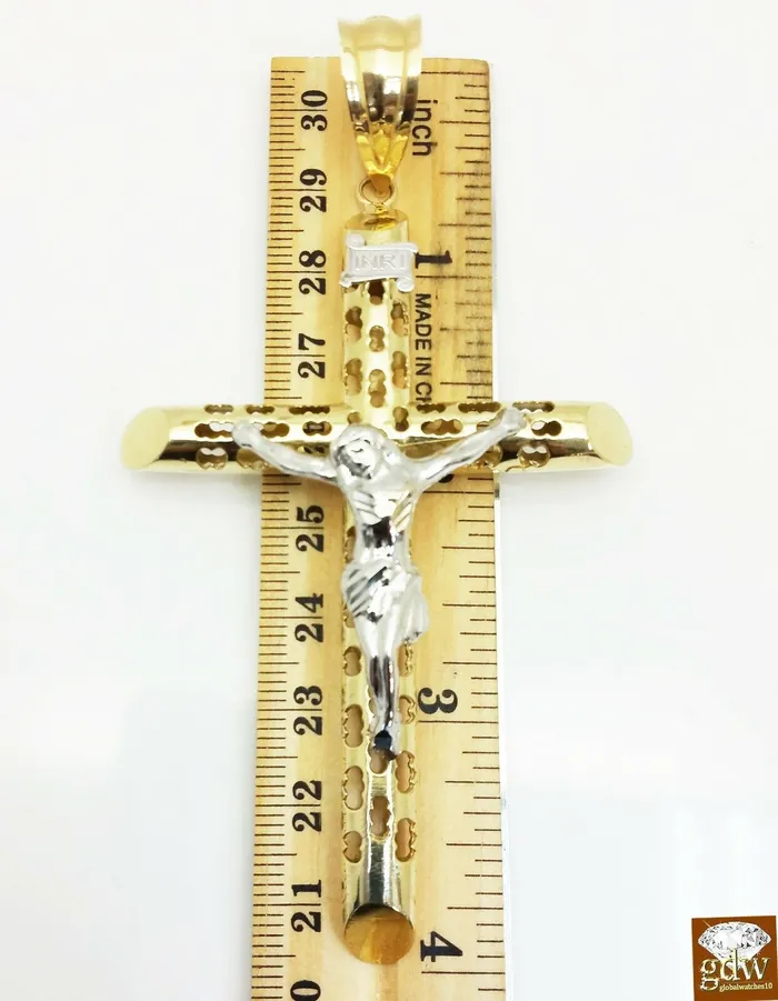 10k Yellow Gold Jesus Crucifix Cross pendant Charm Men Women Gold and Diamond Necklaces