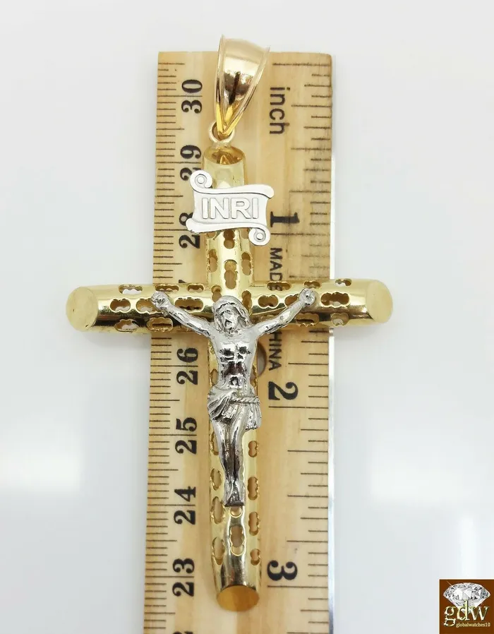 10k Yellow Gold Jesus Crucifix Cross pendant Charm Men Women Gold and Diamond Necklaces