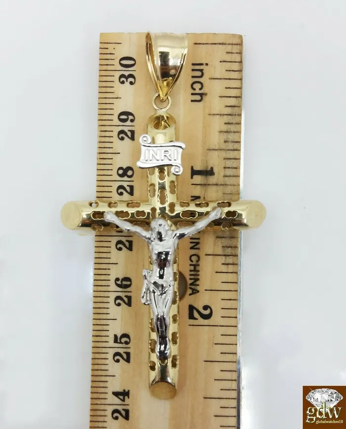 10k Yellow Gold Jesus Crucifix Cross pendant Charm Men Women Gold and Diamond Necklaces
