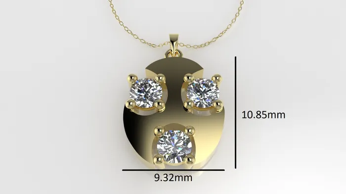 14K Pendant with 3 Diamond 3mm VS1 each 4 prongs each includes 18 inch chain JCM DESIGN JEWELRY Necklaces