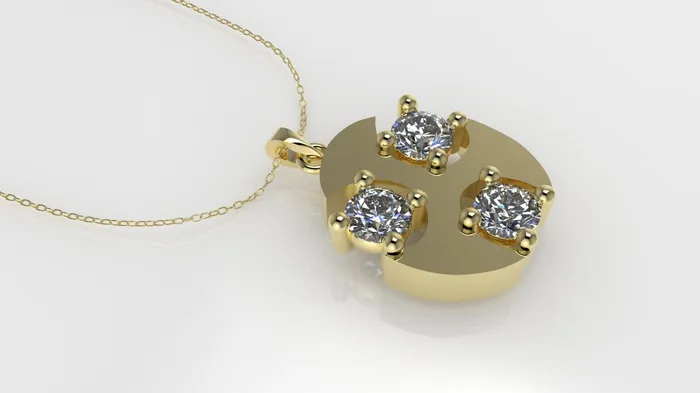 14K Pendant with 3 Diamond 3mm VS1 each 4 prongs each includes 18 inch chain JCM DESIGN JEWELRY Necklaces