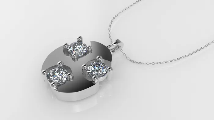 14K Pendant with 3 Diamond 3mm VS1 each 4 prongs each includes 18 inch chain JCM DESIGN JEWELRY Necklaces