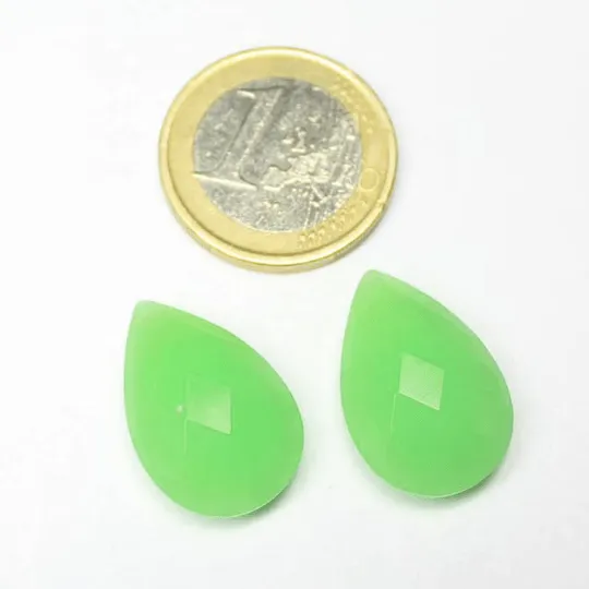 Chrysoprase Chalcedony Faceted Pear Drop Briolette Matched Pair Bead 2pc 22x15mm Beads Supplies USA Earrings