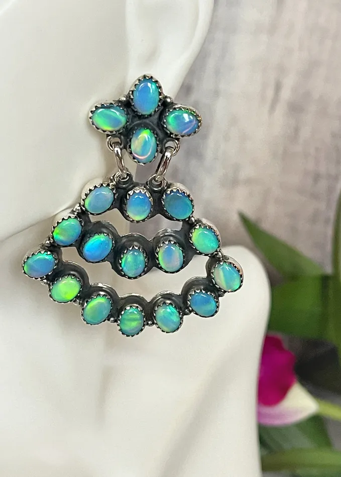 Earrings SophiaRene Boutique Sterling Silver Statement Custom Stone Chandelier Earrings