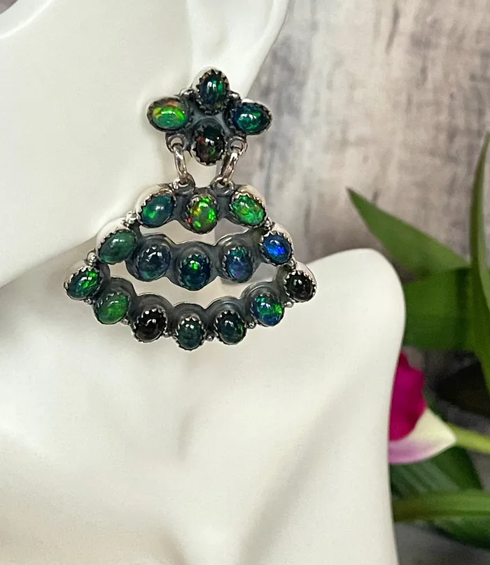 Earrings SophiaRene Boutique Sterling Silver Statement Custom Stone Chandelier Earrings Earrings SophiaRene Boutique Sterling Silver Statement Custom Stone Chandelier Earrings