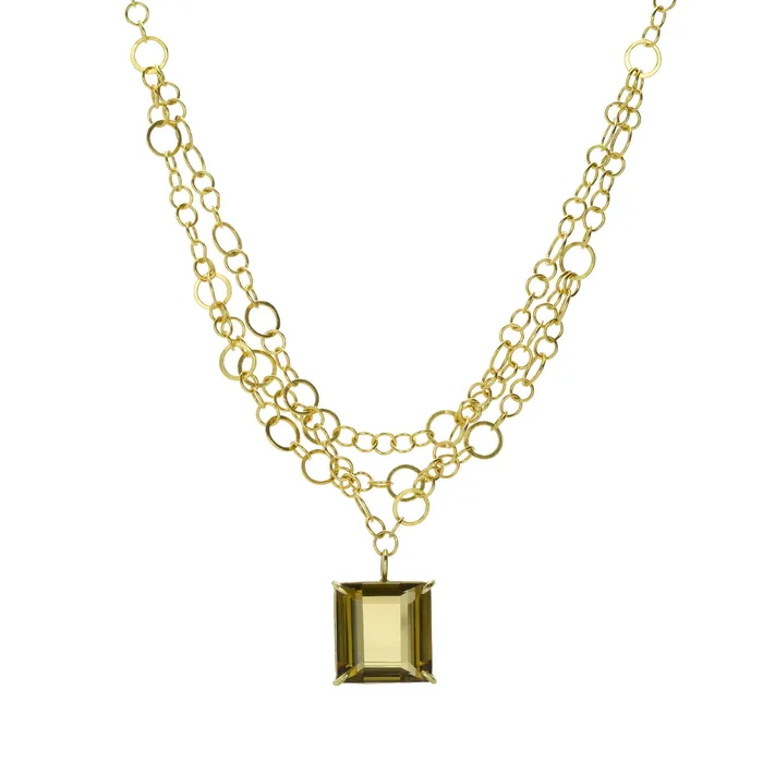 Emerald Cut Golden Citrine Pendant Necklace Rosanne Pugliese Necklaces